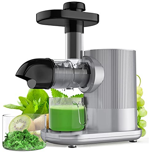 RELAX4LIFE Estrattore di Succo a Freddo, Estrattore Silenzioso per Frutta e Verdura, Spremitura Lenta, per Conservare Vitamine Naturali, Corpo in PP, Centrifuga Elettrica in Acciaio, Argento, 150 W