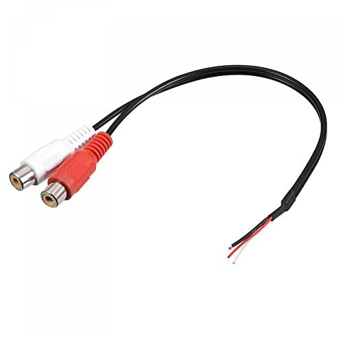 sourcing map RCA Female Plug Jack Connector Adapter to Bare Wire Open End Audio Video RCA Cable for Amplifier Speaker Wire Pack of 2