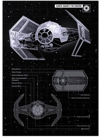 Displate Offiziell Star Wars MetallPoster Magnetische Befestigung Inklusive Lizenziert Bilder Hochwertiges Poster Star Wars - Vehicle Schematics - Tie Vader Poster 45 cm x 32 cm