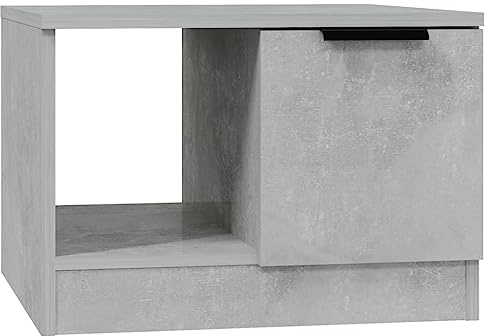 vidaXL Couchtisch mit 2 Fächern Beistelltisch Wohnzimmertisch Kaffeetisch Sofatisch Teetisch Tisch Wohnzimmer Betongrau 50x50x36cm Holzwerkstoff