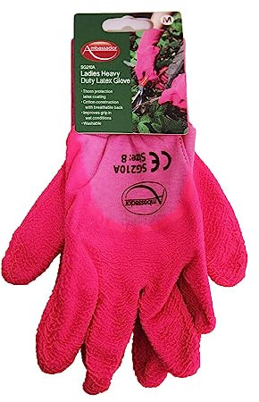 Ambassador - Guantes de Jardinería de Látex para Mujer (M) (Rosa)