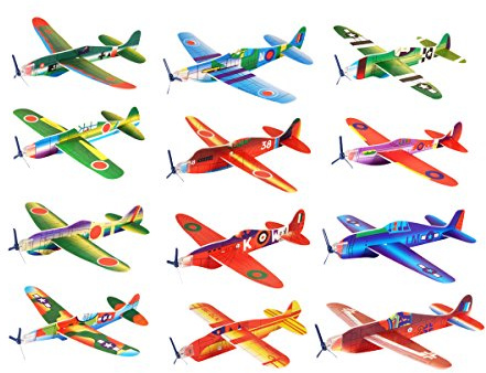 PartyPack Styroporflieger Wurfgleiter Kindergeburtstag Gastgeschenke - 12x Styropor Flugzeuge für Kinder, Mitgebsel Kindergeburtstag Spiele, Mitbringsel Adventskalender Inhalt oder Schultüten füllung