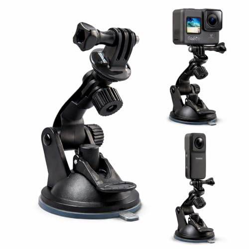 micros2u Car Suction Mount Holder compatible with GoPro Hero 13 12 11 10 9 8 7 6 5, Mini, DJI Osmo Go Pro and Other Action Cameras. Perfect for Car Windscreen or Window