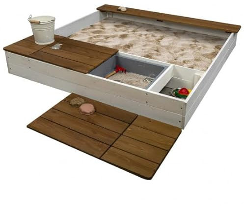 Meppi Sandkasten braun/Weiss - Sandkiste aus Holz - Sandbox - Laboe