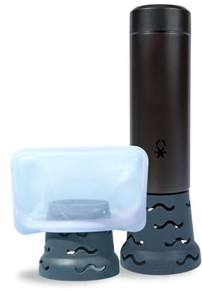 Kuppy Silicone Water Bottle Drying Rack, Dry Stanley Tumblers, Simple Modern, Owala, Hydro Flask, Fast Drying for 20oz-64oz Insulated Cup Reusable Stainless Steel Travel Mug (Gray 2 Pack)