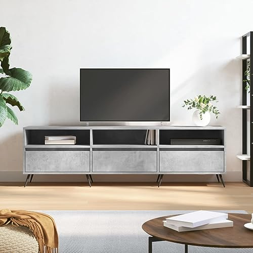 FIRBNUS TV-Schrank Lowboard Holz Sideboard Holz Sideboard Industrial Living Room Furniture TV Unterschrank TV Schrank Holz Fernsehkommode Holzwerkstoff Betongrau 150x30x44,5 cm