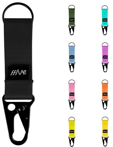 FFIVE - Llavero nylon real - llaves multifuncional colgar mochila mosqueton (NEGRO)