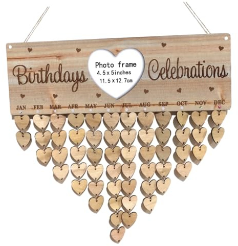 Anneome Holz Geburtstagskalender Fotorahmen Wandkalender Erinnerung Jahrestag Hochzeit Muttertag