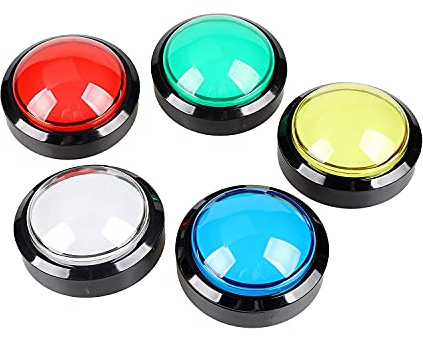 Lanko 5 Botones de, de 60 Mm BotóN Pulsador LED de 2,36 Pulgadas con Microinterruptor para Consola de Videojuegos de MáQuina