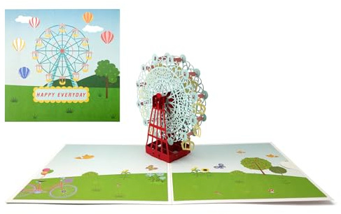scicent Pop Up Karte Geburtstag Pop-Up Karte Freizeitpark mit Riesenrad 3D Geburtstagskarte mit Umschlag Geburtstag Grußkarten für Beste Freundin, Kinder, Ehefrau, Schwester - 20653