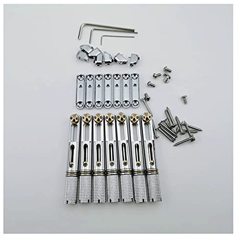 E-Gitarren Brücke Gitarrenbrücke Kopflose Fächerförmige 6,7,8, 9 Saiten E- Gitarre Single Fixed Brass Fan Bridge(Color:CR 7 Strings)