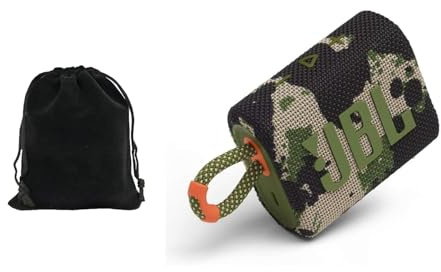 JBL Go 3 - Altavoz Bluetooth portátil, camuflaje escuadrón, impermeable, a prueba de polvo, clasificación IP67, 5 horas de reproducción, diseño atrevido, sonido profesional rico, transmisión