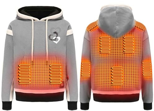 Men Women Heated Hoodie Clearance 9 Heating Zones Heated Jumper Long Sleeve Hoodies Sweatshirt 3 Temperature Levels Electric Heating Coat Patchwork Jacket Outwear Outdoor Sports Hoody Pullover