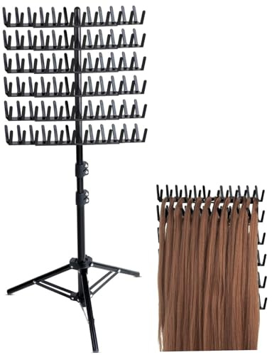 Rack de cheveux de tressage, 144 chevilles de tressage réglables de hauteur stand pour les cheveux, porte-extension de cheveux, support de diviseur de cheveux à 2 côtés pour tresser le stand de stand