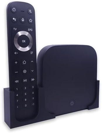 Wandhalterung für Magenta TV One und Fernbedienung - Platzsparende Halterung, einfache Installation, robuste Bauweise - inkl. Klebepads und Schrauben (Schwarz, 2.Generation)