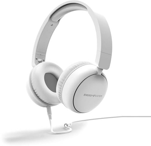 Energy Sistem Fun Vibe - Auriculares de Diadema (Plástico 100% Reciclado, Cable extraíble, Micrófono, Asistente de Voz) - Blanco
