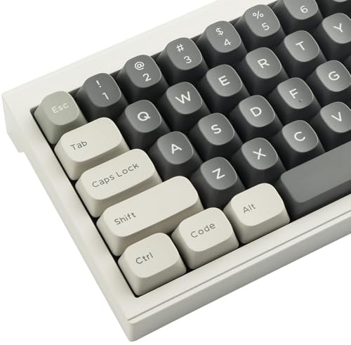 TYRIXKI PBT Double Shot Keycaps 172 Keys YMK Profile Keycaps, Classic Retro White Grey Dye Sublimation Cool Custom Keycap for Cherry Gateron MX Swithes Mechanical Keyboards