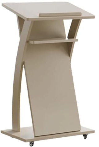 Rednerpult-Podiumständer, mobiles Rednerpult-Podium aus Holz mit Rädern, moderner tragbarer Hostessenständer, Kanzel für den Empfangstresen in der Kirche mit Lagerregalen für Klassenzimmer,