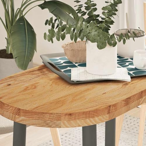 Xichuzi Tablero de Mesa Ovalado Madera Maciza de Roble 80x40x4 cm, Tableros para Escritorios, Tableros para Mesas De Comedor - 4009073