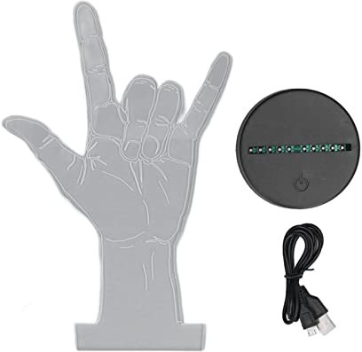Pilipane 3D I Love You Sign Language Night Light Touch Control Adjustable USB or Battery Powered Seven Color Changing Home Decoration for Bedroom Baby Room Living Room