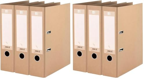 Oxford Ordner A4, 8 cm breit, gut für die Umwelt, in beige, 3 Stück (Packung mit 2)