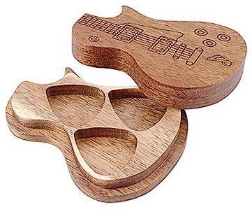 Abaodam Gitarrenplektrum-Halter aus Holz, stilvolle Plektrum-Box für bequeme Aufbewahrung für Reisen, kreatives Design für Gitarre, Ukulele und Bass-Plektren, leicht, 1 Stück, hellbraun