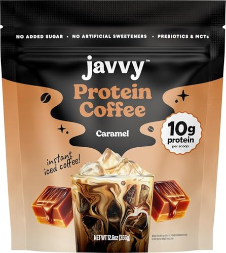 Caramel Protein Iced Coffee - Premium Whey Protein & Instant Iced Coffees - 100% Natural Cold Brew - Zero Artificial Flavors & Sweeteners, 80 mg Caffeine Per Serving, No Added Sugar, 20 Servings