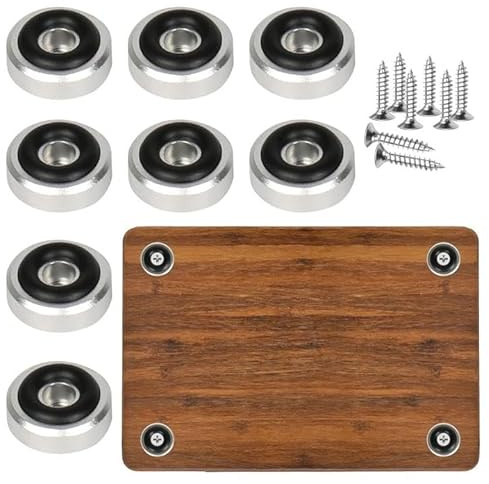 LuxDuo 8 Pcs Cutting Board Feet with Non Slip Pads,Non Slip Silver Cutting Board Feet Legs with Silicone Rubber Feet and Screws Kit for Furniture Chair Cabinet Electronics (Silver)
