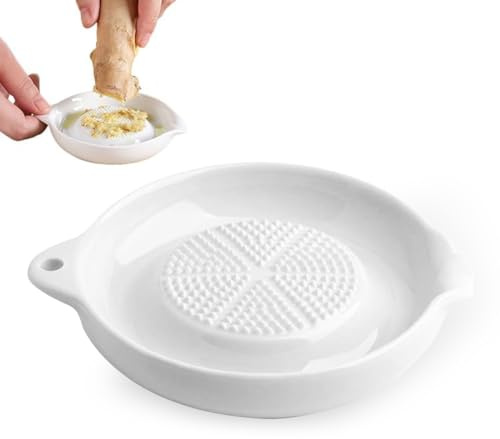 Grattugia per zenzero in ceramica, grattugia in ceramica, disco per macinare, disco circolare per grattugiare in porcellana, grattugia per aglio con spazzola Adatto per grattugiare aglio, zenzero, noc
