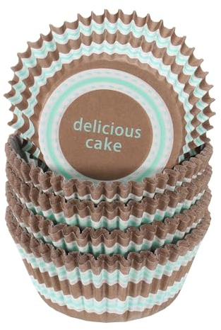 sourcing map Lot de 100 doublures à cupcakes de taille standard pour muffins en papier sulfurisé pour fête, mariage, marron