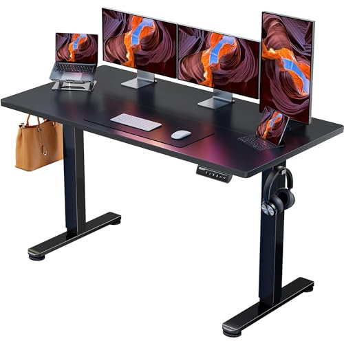 ErGear Elektrisch Höhenverstellbarer Schreibtisch 140 x 70 cm, Schreibtisch Höhenverstellbar mit 4-Gedächtnis-Smart-Pult für Home-Office mit Verbindungsplatte
