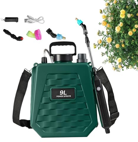 Qiwieod Mochila Pulverizadora Eléctrica - Pulverizadores en Mochila para Césped y Jardinería - Depósito para Fumigar Abono con 2 Velocidades Ajustables para Jardinería Agrícola y Césped