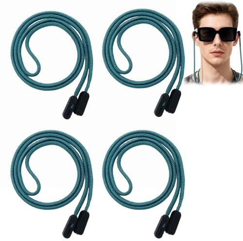 4Pcs Secure Glasses Cord,Glasses Lanyard,Universal Eyeglass Strap Chains Cord,Spectacles Cord,Adjustable Sunglasses Strap,Glasses Accessories,Non-Slip Glasses Neck Strap(Hole green)