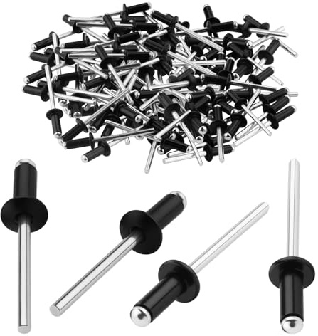 TXXATX Remaches ciegos de aluminio, 4 x 8 mm, cabeza de cúpula, 120 unidades, color negro con extremo abierto, para metal, madera, plástico, muebles, coche, conexión y fijación