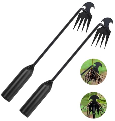 SSIMIDAPT 2 Pezzi Sarchiatore Manuale, Attrezzo Manuale per Diserbo, Estirpatore Erbacce da Giardino in Acciaio al Manganese, Estirpatore Erbacce Orto, per Diserbare Smuovere Terreno