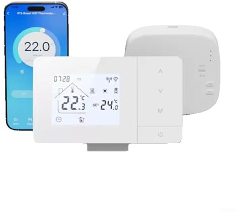 Smart Wireless Termostato Caldaia A Gas Acqua Riscaldamento A Pavimento Attuatore Per Tuya Wifi Con Ricevitore RF, Termostato Ambiente WiFi Digitale Programmabile (con wifi)