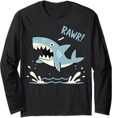 Simpatico Design con squalo Che Salta sull'acqua Maglia a Manica