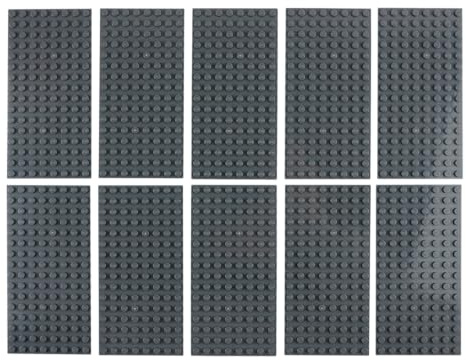 LEGO 10 x Plate 8 x 16 Dark Bluish Gray