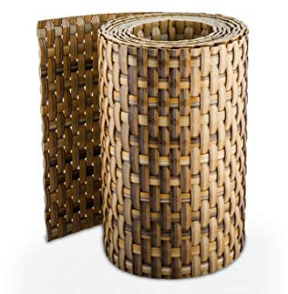 Sellon24 Sichtschutzstreifen Rattan Rolle Sichtschutz Zaunblende 255x19cm für Doppelstabmatten Zaun Rattanoptik Streifen RD08-stroh