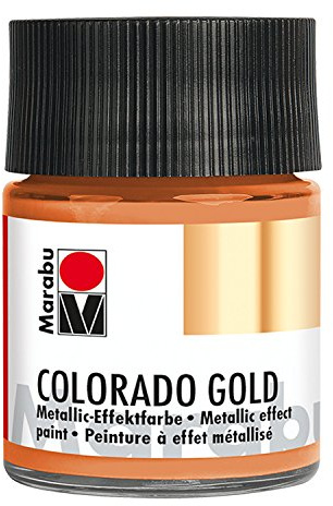 Marabu 12640005787 - Metallic Effektfarbe, Colorado Gold metallic kupfer 50 ml, auf Wasserbasis, lichtecht, wetterfest, schnell trocknend, zum Pinseln und Tupfen auf saugenden Untergründen