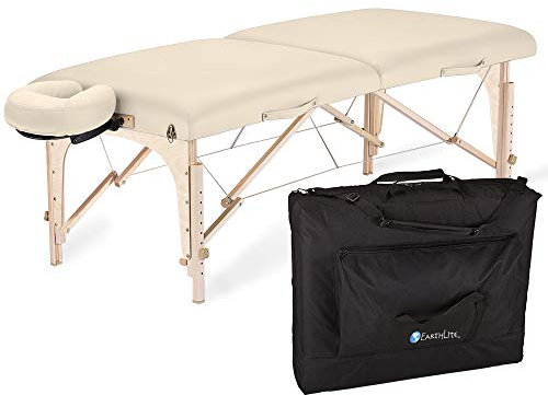 EARTHLITE Mobile Massageliege Harmony DX REIKI - Komplettpaket aus Ahornholz inkl. Verstellbarer Deluxe Kopfstütze & Tasche, Flugzeugbauqualität, Reiki Endplatten