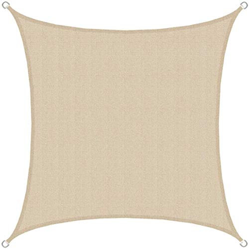 AMANKA UV Sonnensegel 4x4 Quadratisch Wasserdurchlässig - Sonnenschutz Balkon Terrassendach Sichtschutz Garten Sonnensegel 4m Sonnendach Segel Terrasse Trampolin Pergola Wohnwagen Pool Teich Camping