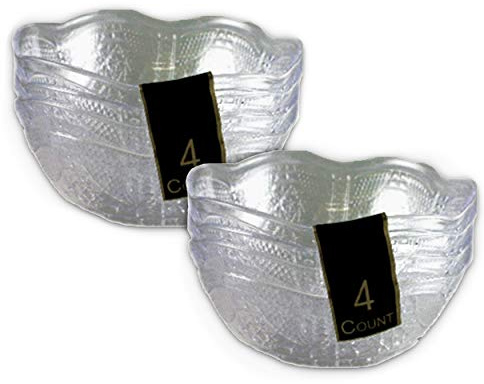 Decorative Plastic Bowl Set ~ 8 Crystal Cut Plastic Bowls | Clear Bowls Plastic | Plastic Bowls Bulks (Decorative Food Bowls) (8 Pack)
