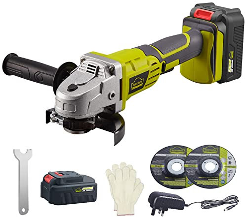 DEWINNER 20V Cordless Angle Grinder, 4 ½, 8500 RPM w/ 3.0Ah Lithium-Ion Battery & Fast Charger, 2-Position Adjustable Auxiliary Handle, Electric Brake, 1Cutting Wheels, 1 Grinding Wheels