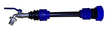 IBC Adapter mit Schwanenhals Wasserhahn für Regenfass oder 1000L Tank, versch. Ausführ. (Kunststoff/Messing, 3/4 gerade Verläng.)