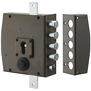 THIRARD - Caja de Cerradura en Superficie de Doble Entrada para Puerta de Entrada - 154 x 140 mm - 3 Puntos - Derecha - Caja y Contrachapa de Acero - Cierre a Tres Puntos - Negro