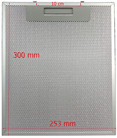 Marel Shop® - Filtro Antigrasso in Metallo 253 x 300 mm con Ganci Denti Superiori per Cappa compatibile con Faber per modelli: FABER FUTURA 9404 - SCHOLTES HP120 - HD50AN16003 - HD50YE16004