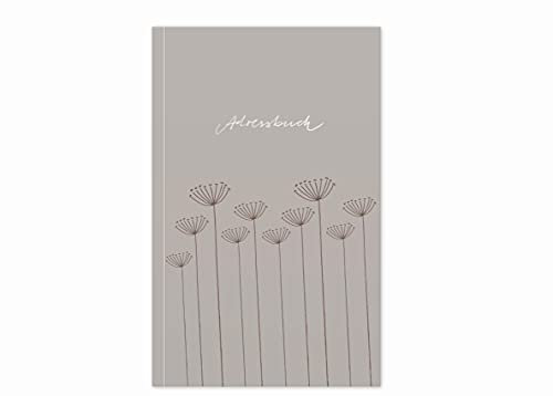 Adressbuch & Geburtstagskalender, kleines handliches Notizbuch, mit Register zum Ausschneiden, Softcover, liniert, 11,5x18x0,7 cm, 120 g Recyclingpapier, CO2 neutral, beige mit Blumen