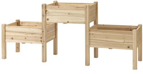 Outsunny Jardinière sur Pieds Carré Potager 2 Étages 184L x 45l x 80H cm | Inserts d'Irrigation, Bois Sapin Pré-huilé