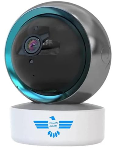 ITALIAN ALARM - Telecamera WiFi interno senza fili, Videocamera Sorveglianza Interno, Visione Notturna a Colori e Audio 2 Vie, 3.0 Mp Rileva Movimento e Notifica, Porta Micro SD, 2.4 Ghz